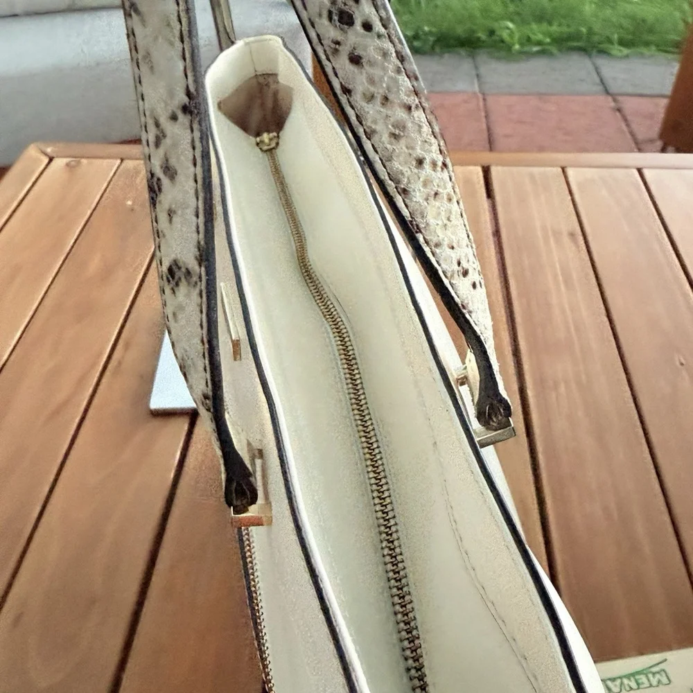 Kate Spade Zip Top Leather Tote White Large